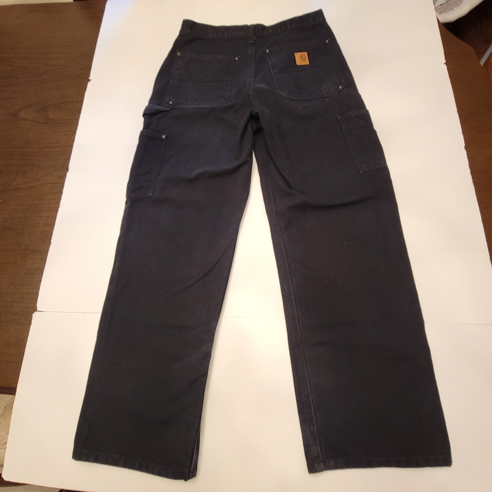 Carhartt Loose Straight Washed Duck Double-Front Jeans Black B136 Men's 30x29 - Picture 6 of 16